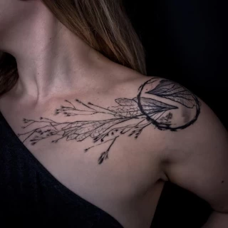 Viktor - guest artist - ornemental - abstarct leaves  - blackwork - Black Hat Dublin - 2025 - The Black Hat Tattoo