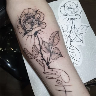 Sketch flower rose - Rose Tattoo - Black Hat Tattoo Dublin - The Black Hat Tattoo