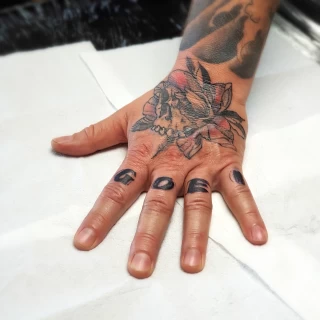 Left hand - Hands & Fingers Tattoo - Black Hat Tattoo Dublin - The Black Hat Tattoo