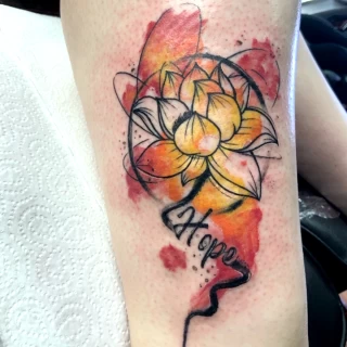 Watercolor flower tattoo - Color Watercolor and Sketch Tattoos - Black Hat Tattoo Dublin - The Black Hat Tattoo