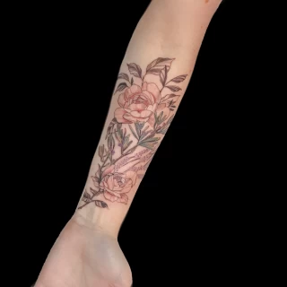 on arm -  - Flower Tattoo - Black Hat Tattoo Dublin - The Black Hat Tattoo