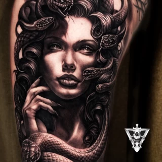 Stifler guest artist black and grey realistic tattoo - The Black Hat Tattoo