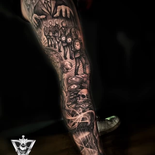 Stifler guest artist black and grey realistic tattoo - The Black Hat Tattoo