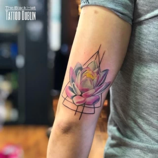 Lotus flower tattoo - Color Watercolor and Sketch Tattoos - Black Hat Tattoo Dublin - The Black Hat Tattoo