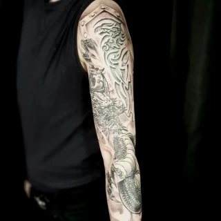 - Dragon Tattoo  - Black Hat Tattoo Dublin - full sleeve - The Black Hat Tattoo