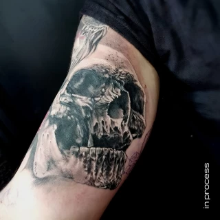 Realistic cover up skull - Skull Tattoo - Black Hat Tattoo Dublin - The Black Hat Tattoo