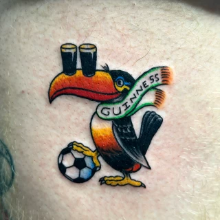 Guinness Toucan Tattoo Colors - OldSchool Tattoo - Black Hat Tattoo Dublin - The Black Hat Tattoo