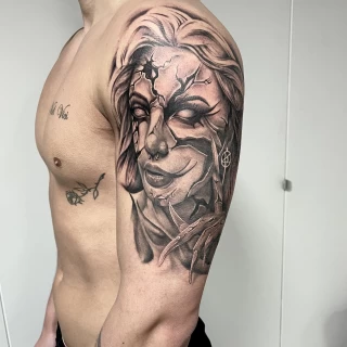 Woman face - Realism, Microrealism and Portrait Tattoo - Black Hat Tattoo Dublin - The Black Hat Tattoo