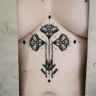 Underboobs ornemental flowers - Ornemental Tattoo- Black Hat Tattoo Dublin - The Black Hat Tattoo