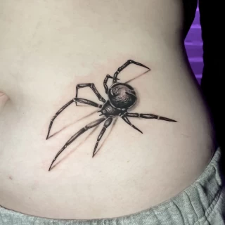 Rodrigo - guest artist - spider tattoo - black and grey -realism - the black hat tattoo Dublin- 2025 - The Black Hat Tattoo