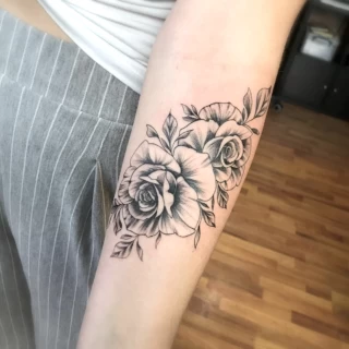 Fine lines flower roses tattoo - Rose Tattoo - Black Hat Tattoo Dublin - The Black Hat Tattoo
