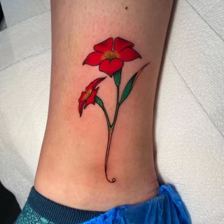 Red Flower Tattoo - Botanical & Nature - Black Hat Tattoo Dublin - The Black Hat Tattoo