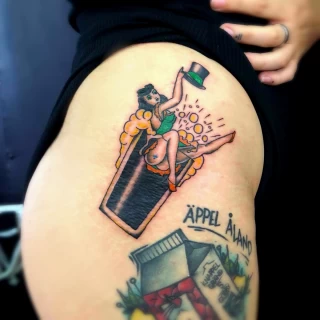 Guinness Pint and Pin Up Tattoo - Irish & Celtic Tattoo - Black Hat Tattoo Dublin - The Black Hat Tattoo