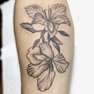Flower fine lines Tattoo - Black & Grey Tattoo - Black Hat Tattoo Dublin - The Black Hat Tattoo