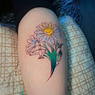 Daisies -  - Flower Tattoo - Black Hat Tattoo Dublin - The Black Hat Tattoo