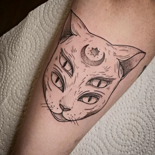 Fine lines cat tattoo - Cat Tattoo - Black Hat Tattoo Dublin - The Black Hat Tattoo