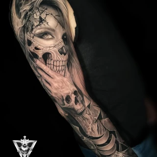 Stifler guest artist black and grey realistic tattoo - The Black Hat Tattoo