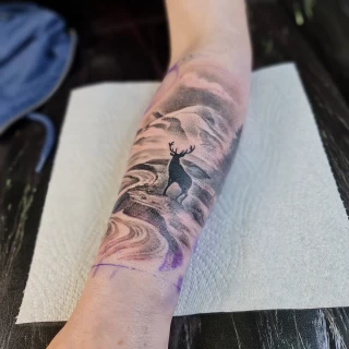 Deer Tattoo - Botanical & Nature - Black Hat Tattoo Dublin - The Black Hat Tattoo