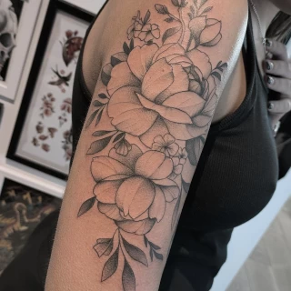 Half sleeve flower -  - Flower Tattoo - Black Hat Tattoo Dublin - The Black Hat Tattoo