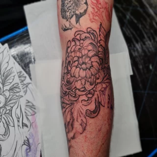Japanese flower -  - Flower Tattoo - Black Hat Tattoo Dublin - The Black Hat Tattoo