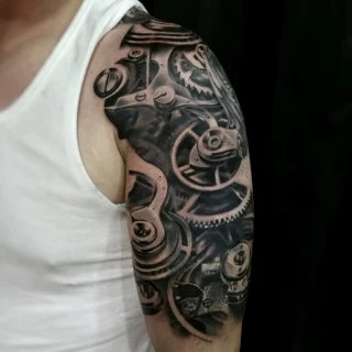 Biomecha sleeve - Tattoo for men - Black Hat Tattoo Dublin - The Black Hat Tattoo
