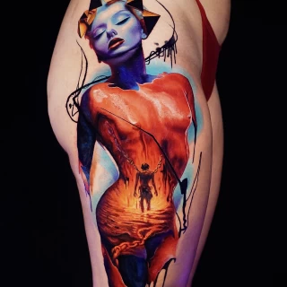 Dian guest realistic color tattoo - The Black Hat Tattoo
