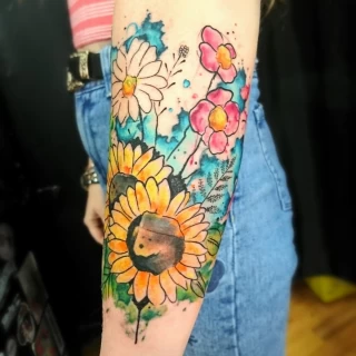Flowers Custom Tattoo - Color Watercolor and Sketch Tattoos - Black Hat Tattoo Dublin - The Black Hat Tattoo