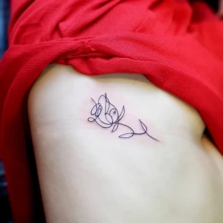 Single line rose tattoo - Rose Tattoo - Black Hat Tattoo Dublin - The Black Hat Tattoo