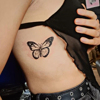 Butterfly Tattoo on Side -  - Black Hat Tattoo Dublin - The Black Hat Tattoo