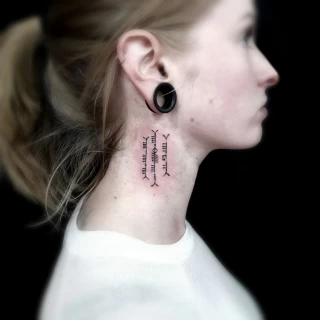 Ogham neck Tattoo - Irish & Celtic Tattoo - Black Hat Tattoo Dublin - The Black Hat Tattoo