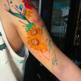 Sunflowers -  - Flower Tattoo - Black Hat Tattoo Dublin - The Black Hat Tattoo