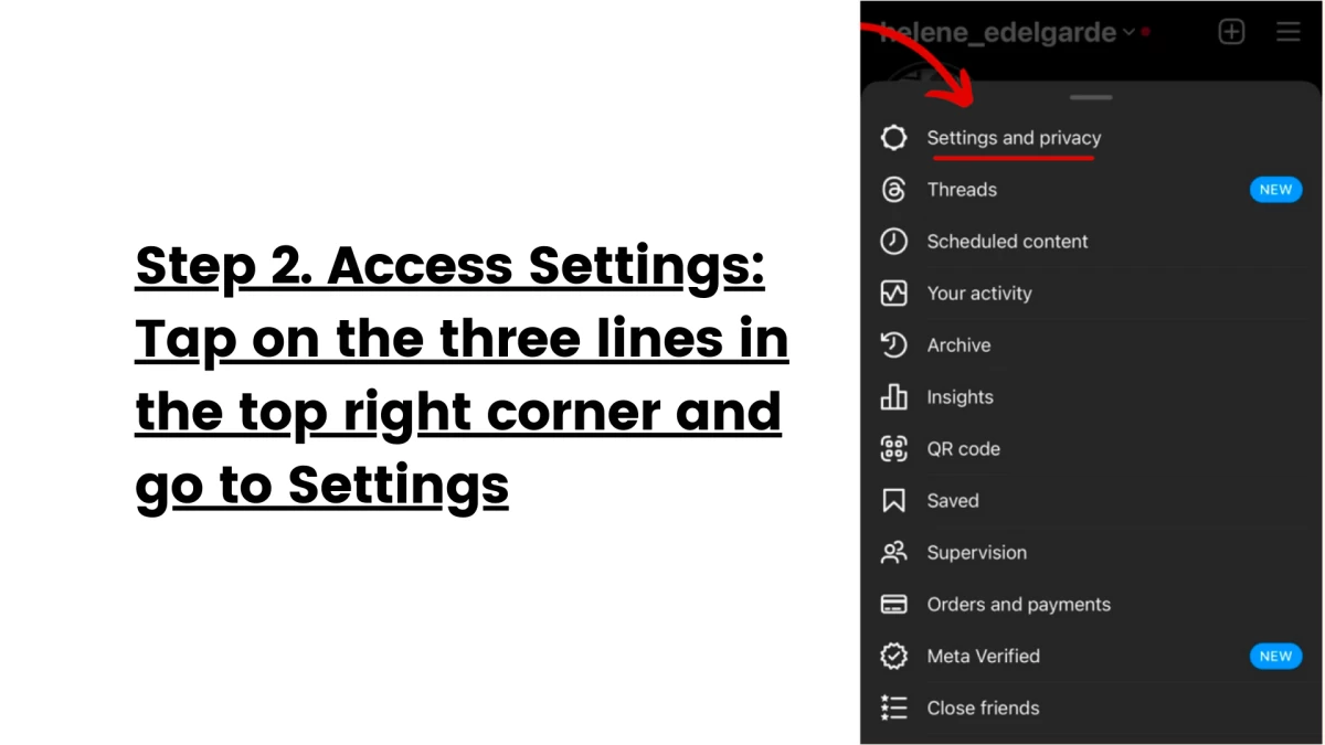 Step 2. Access Settings_ Tap on the three lines in the top right corner and go to Settings