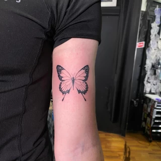 Back of arm Butterfly Tattoo  - Black Hat Tattoo Dublin - The Black Hat Tattoo
