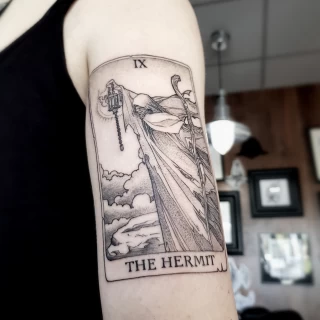 Hermit Tarot Card - Spiritual Tattoo - Witchy Tattoo - Tarot Card Tattoo - Black Hat Tattoo Dublin - The Black Hat Tattoo