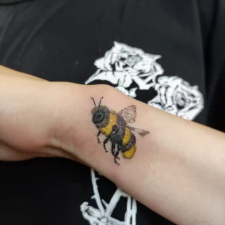 bumblebee tattoo color on arm - Color Watercolor and Sketch Tattoos - Black Hat Tattoo Dublin - The Black Hat Tattoo