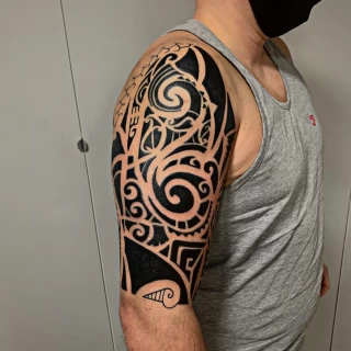 Shoulder black -  - Tribal Neo Tribal and Maori Tattoo - Black Hat Tattoo Dublin - The Black Hat Tattoo