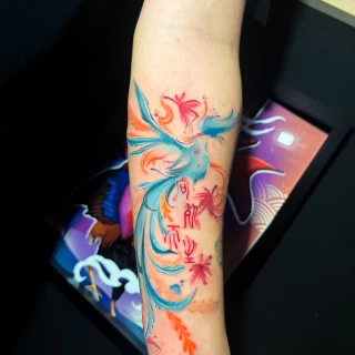 Piroska - guest artist - phoenix tattoo - colorwork - the black hat tattoo Dublin- 2025 - The Black Hat Tattoo