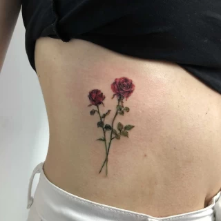 Small roses color tattoo - Rose Tattoo - Black Hat Tattoo Dublin - The Black Hat Tattoo