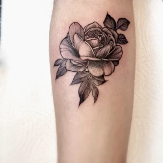 Flower Tattoo on arm - Blackwork Darkwork - Black Hat Tattoo Dublin - The Black Hat Tattoo