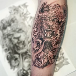 Lion Tattoo - Black & Grey Tattoo - Black Hat Tattoo Dublin - The Black Hat Tattoo