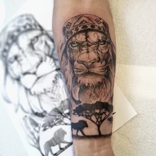 Lion in africa tattoo - Lion Tattoo - Black Hat Tattoo Dublin - The Black Hat Tattoo