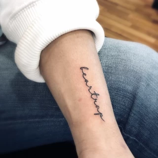 - Script Quote Tattoo - Black Hat Tattoo Dublin - The Black Hat Tattoo