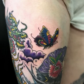 Purple Butterfly Tattoo  - Black Hat Tattoo Dublin - The Black Hat Tattoo