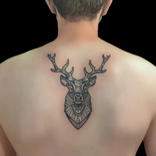Deer or Stag Tattoo on Back - Black Hat Tattoo Dublin - The Black Hat Tattoo