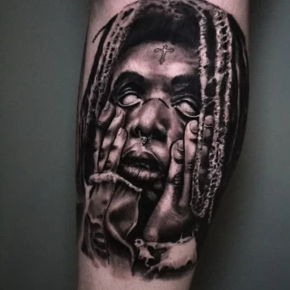 Rodrigo - guest artist - portrait tattoo - black and grey -realism - the black hat tattoo Dublin- 2025 - The Black Hat Tattoo