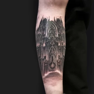 Cathedral Tattoo - Blackwork Darkwork - Black Hat Tattoo Dublin - The Black Hat Tattoo