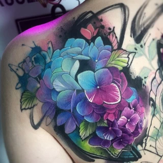 bouquet flowers color Tattoo - Color Watercolor and Sketch Tattoos - Black Hat Tattoo Dublin - The Black Hat Tattoo