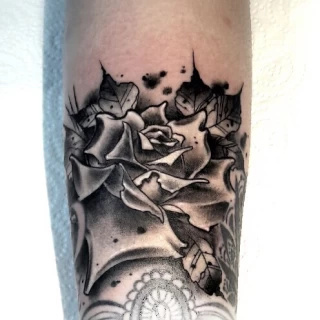 Neotraditionnal rose on arm - Rose Tattoo - Black Hat Tattoo Dublin - The Black Hat Tattoo