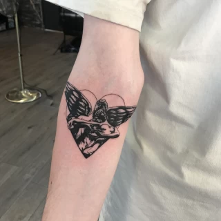 Angel Tattoo -  - Blackwork Darkwork - Black Hat Tattoo Dublin - The Black Hat Tattoo