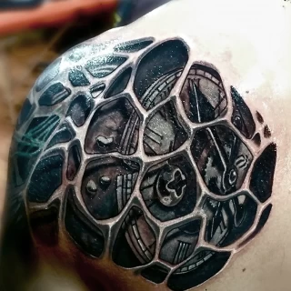 Biomechanical Tattoo on Shoulder - Dublin - Black Hat - Black Hat Tattoo Dublin - The Black Hat Tattoo